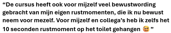 Bericht van Alma, leerkracht groep 4, over haar eigen rustmomenten